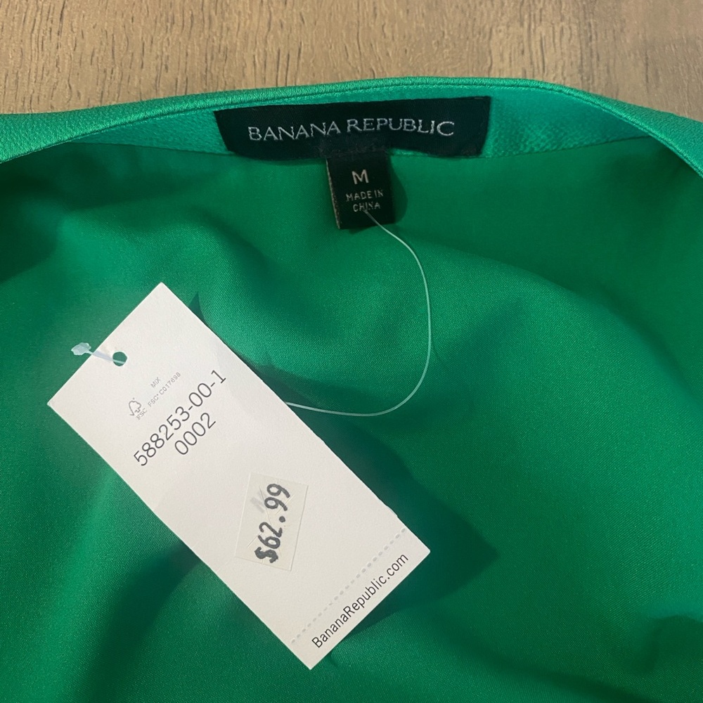 Banana Republic Kelly Green Vneck Midi Wrap Dress Tie Belt Medium Sleeveless NWT - Picture 13 of 17